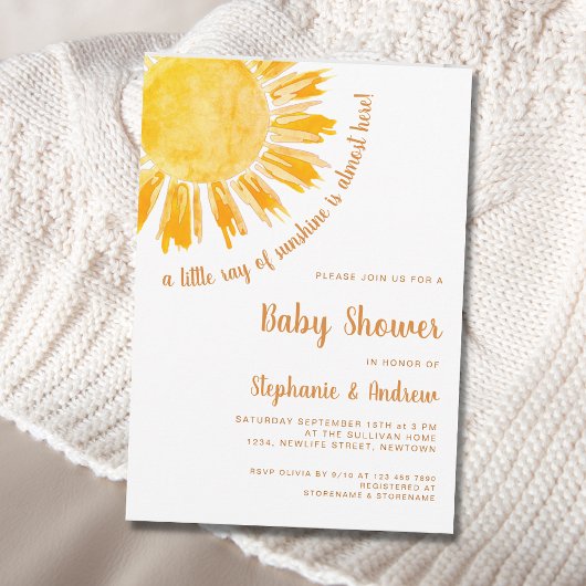 Invitation Un petit rayon de soleil Baby shower Couples
