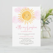 Invitation Un petit rayon de soleil Baby shower de nuages ros (Debout devant)
