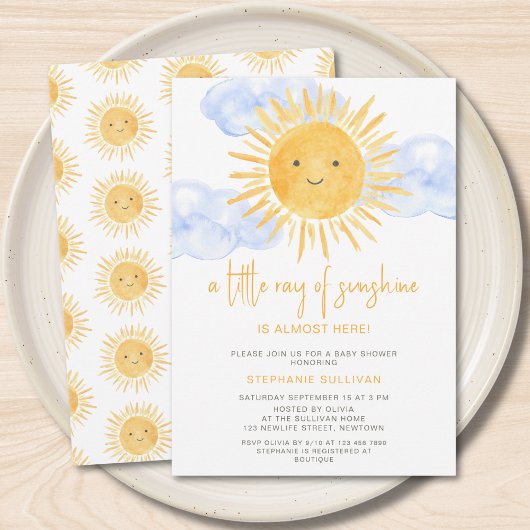 Invitation Un petit rayon de soleil Baby shower des nuages
