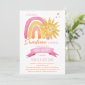Invitation Un petit rayon de soleil Baby shower fille (Debout devant)