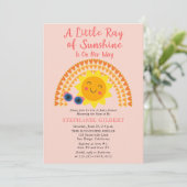 Invitation Un petit rayon de soleil Baby shower fille (Debout devant)
