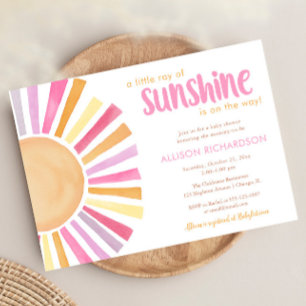 Invitation Un petit rayon de soleil baby shower fille brillan