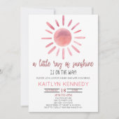 Invitation Un Petit Rayon De Soleil Baby shower Rose (Devant)