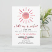 Invitation Un Petit Rayon De Soleil Baby shower Rose (Debout devant)