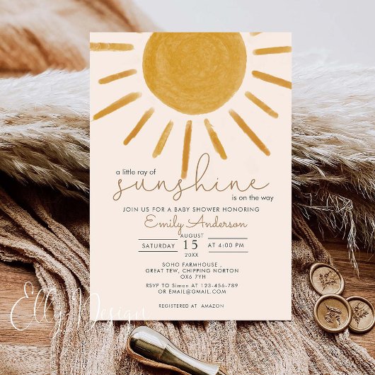 Invitation Un Petit Rayon De Soleil Boho Sun Baby shower Invi