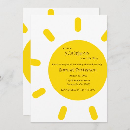 Invitation Un petit rayon de soleil est sur le chemin Invitat (Devant / Derrière)