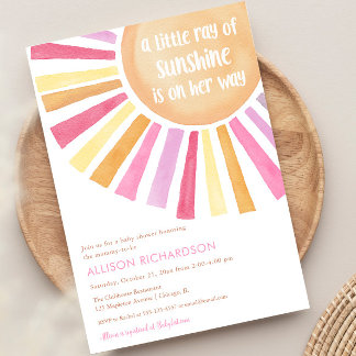 Invitation Un petit rayon de soleil est sur son chemin baby s