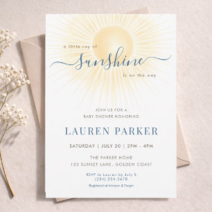 Invitation Un Petit Rayon De Soleil Fête De Naissance Neutre