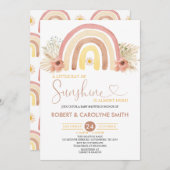 Invitation Un petit rayon de Sunshine Boho Baby shower arc-en (Devant / Derrière)