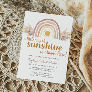 Invitation Un petit rayon de Sunshine Boho Baby shower arc-en
