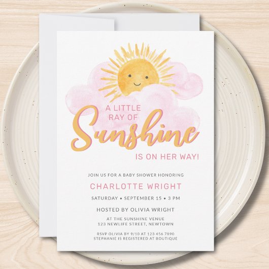 Invitation Un petit rayon du Baby shower de la fille Sunshine