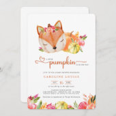 Invitation Un Petit Renard Citrouille Est En Route Baby showe (Devant / Derrière)