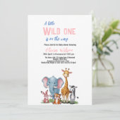 Invitation Un petit safari sauvage c'est un baby shower de fi (Debout devant)