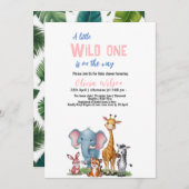 Invitation Un petit safari sauvage c'est un baby shower de fi (Devant / Derrière)