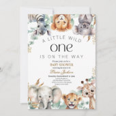 Invitation Un petit sauvage Safari Bébé Animaux Fête prénatal (Devant)