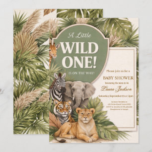 Invitation Un petit sauvage Safari Bébé Animaux Fête prénatal