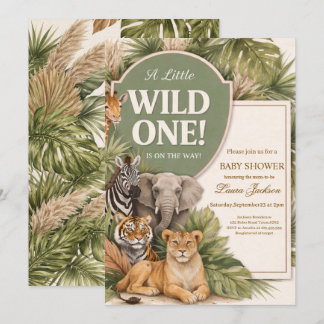 Invitation Un petit sauvage Safari Bébé Animaux Fête prénatal