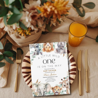 Invitation Un petit sauvage Safari Bébé Animaux Fête prénatal