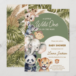 Invitation Un petit sauvageon Safari Bébés Animaux Fête préna