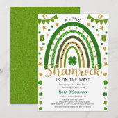 Invitation Un petit Shamrock Rainbow St Patrick's Baby shower (Devant / Derrière)