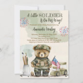 Invitation Un Petit Soldat Boy Teddy Bear Baby shower (Devant)