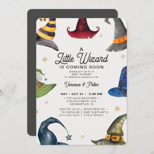 Invitation Un petit sorcier Baby shower d'Halloween gris