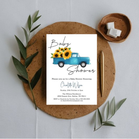 Invitation Un Petit Tournesol Se Trouve Sur Le Chemin Du Baby