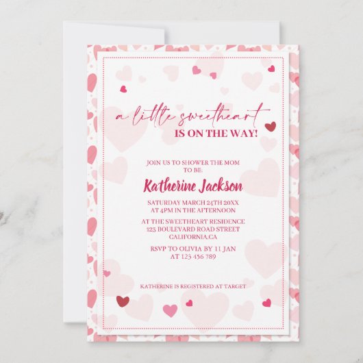 Invitation Un petit valentines un peu amoureuse baby shower d (Devant)
