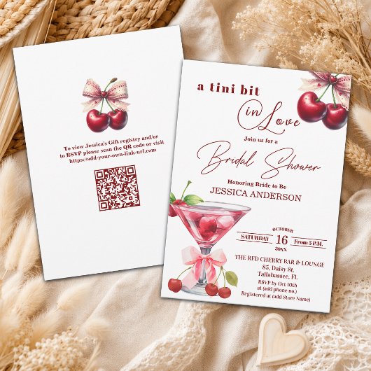 Invitation Un peu amoureux Code QR Martini Enterrement de vie