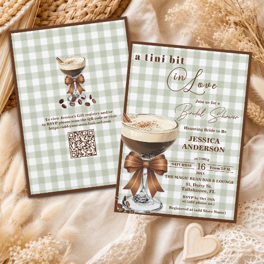 Invitation Un peu amoureux QR Code Espresso Enterrement de Vi