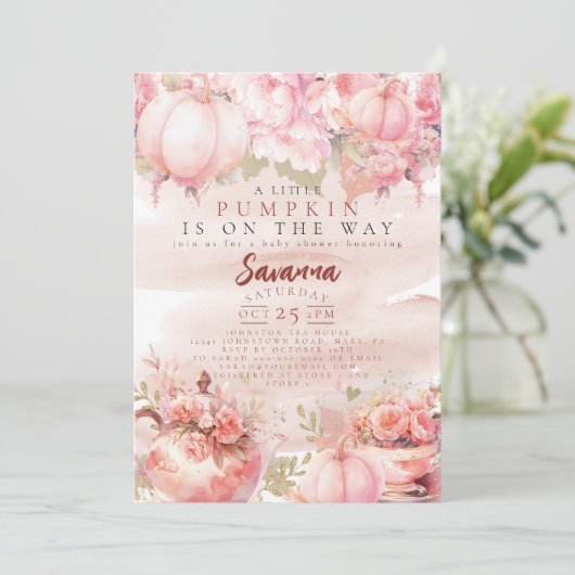 Invitation Un peu Citrouille automne automne automne fleuri r (Debout devant)