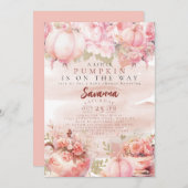 Invitation Un peu Citrouille automne automne automne fleuri r (Devant / Derrière)