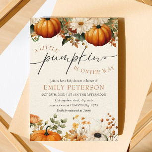 Invitation Un peu citrouille   Baby shower d'automne minimal 