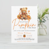 Invitation Un peu Citrouille Halloween Baby shower OURS D'Hal (Debout devant)