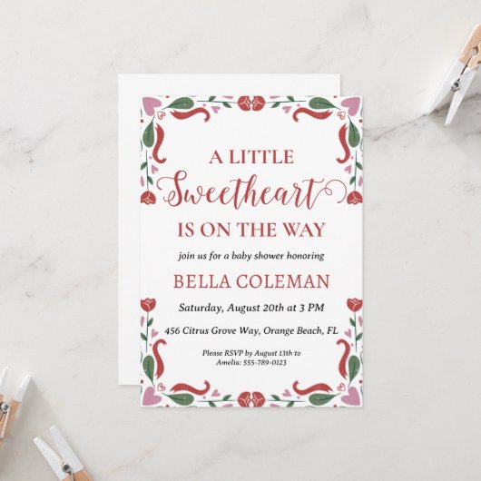 Invitation un peu d'amour est en chemin baby shower (Devant/Arrière en situation)