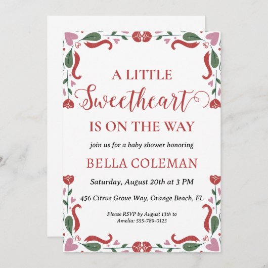 Invitation un peu d'amour est en chemin baby shower (Devant / Derrière)