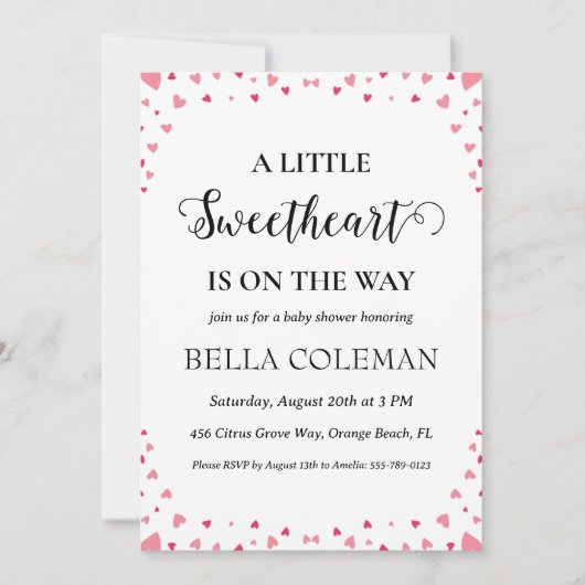 Invitation un peu d'amour est en chemin baby shower (Devant)