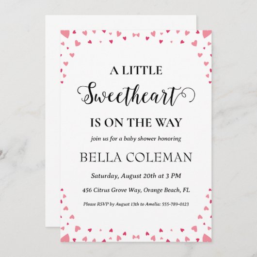 Invitation un peu d'amour est en chemin baby shower (Devant / Derrière)