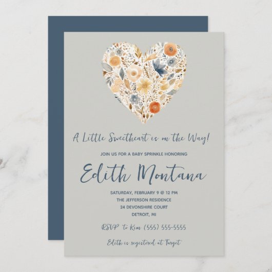 Invitation Un peu d'amour est sur le Baby shower Way Boho (Devant / Derrière)