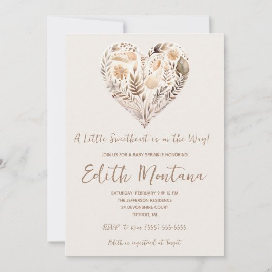 Invitation Un peu d'amour est sur le Baby shower Way Boho (Devant)