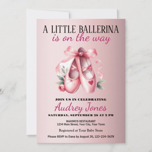 Invitation Un Peu De Ballerina Est En Route Baby shower (Devant)