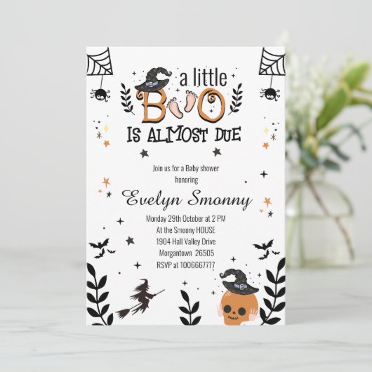 Invitation un peu de botte est presque dû baby shower hallowe (Debout devant)
