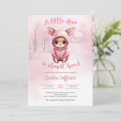 Invitation Un peu de cerf presque ici hiver rose (Debout devant)