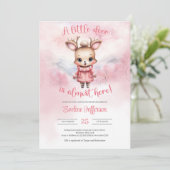 Invitation Un peu de cerf presque ici hiver rose (Debout devant)