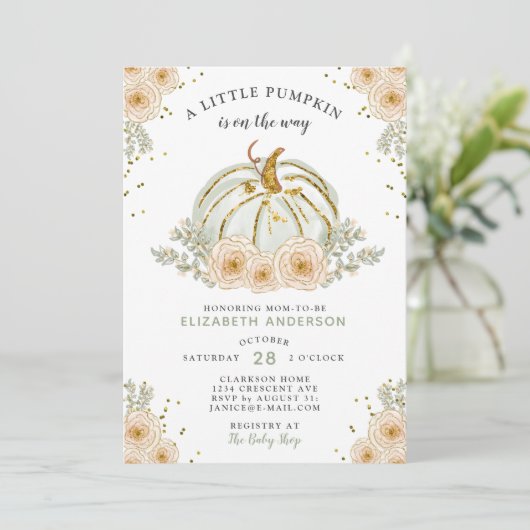 Invitation Un Peu De Citrouille Est En Route Pour Une Monnaie (Debout devant)