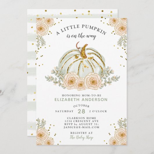 Invitation Un Peu De Citrouille Est En Route Pour Une Monnaie (Devant / Derrière)