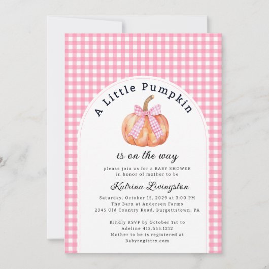 Invitation Un peu de Citrouille est ici Baby shower (Devant)