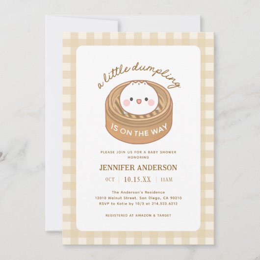 Invitation Un Peu De Dumpling Est En Chemin Baby shower (Devant)