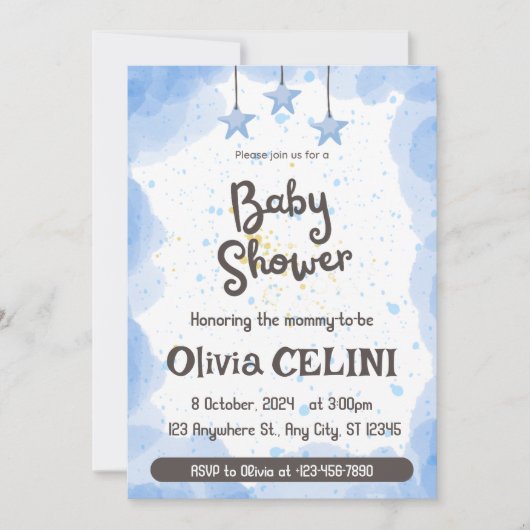 Invitation Un peu de joie : Baby shower d'aquarelle Invitatio (Devant)