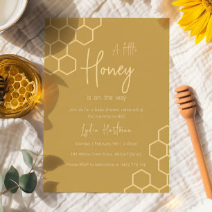 Invitation Un Peu De Miel Est En Route Baby shower Minimal